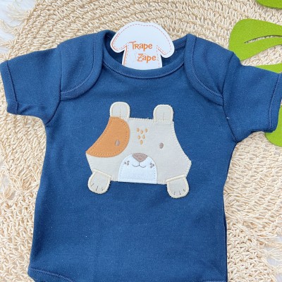  CONJ. DE MALHA 3 PEÇAS - Dog - Azul Marinho e Off White